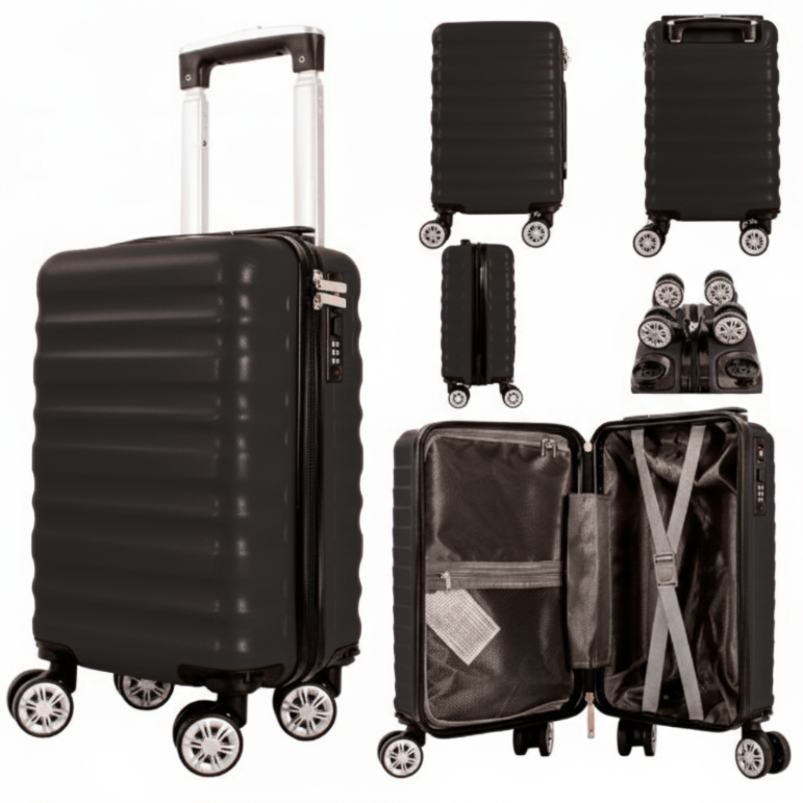 T-HC-US-1628 BLACK 15.7'' UNDER-SEAT CABIN-SIZE TRAVEL TROLLEY