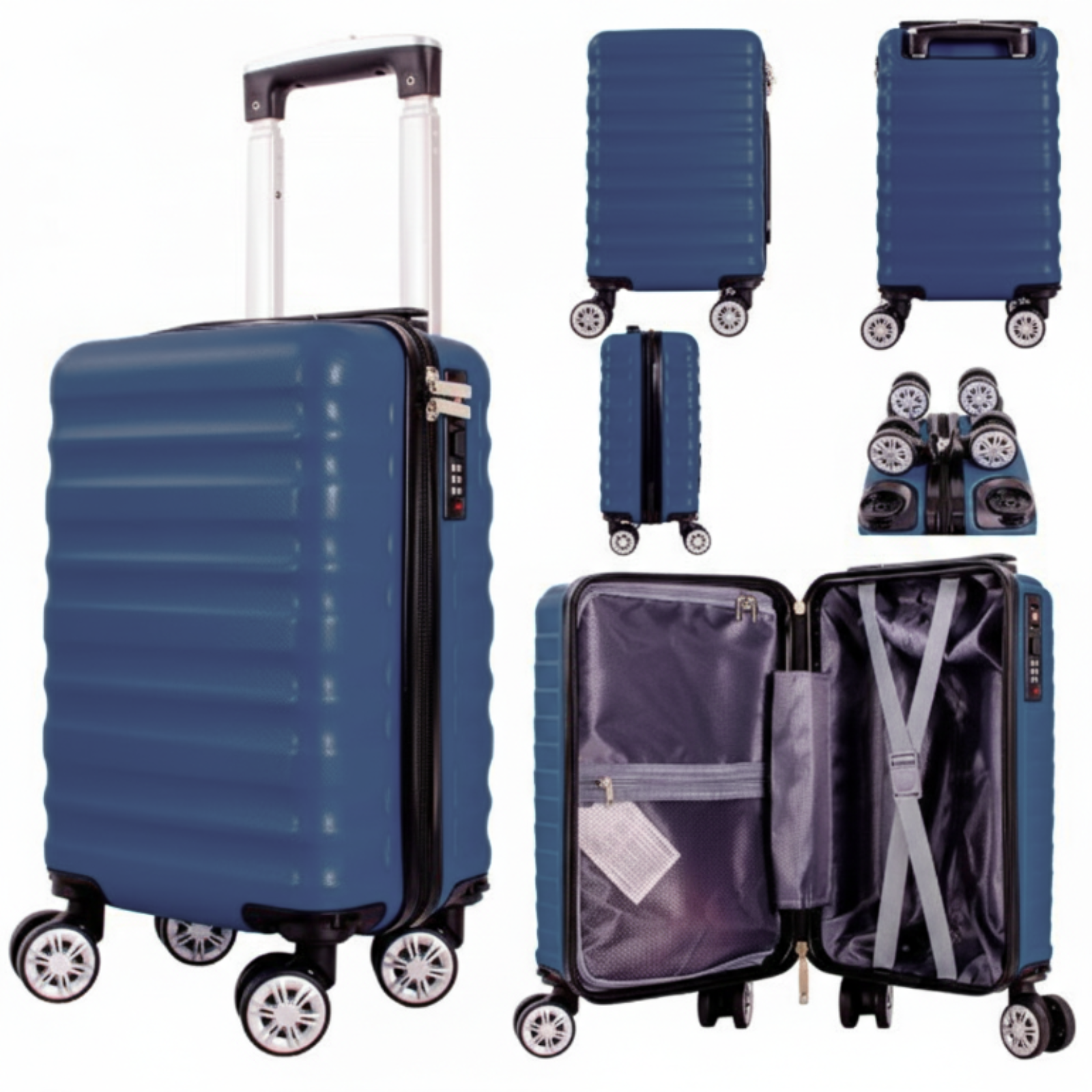 T-HC-US-1628 NAVY 15.7'' UNDER-SEAT CABIN-SIZE TRAVEL TROLLEY