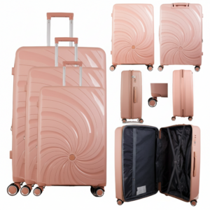 T-HC-PP-04 ROSE GOLD SET OF 3 TRAVEL TROLLEY SUITCASE