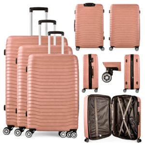 T-HC-26 ROSE GOLD SET OF 3 TRAVEL TROLLEY SUITCASE