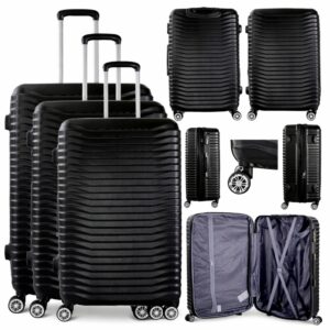 T-HC-26 BLACK SET OF 3 TRAVEL TROLLEY SUITCASE