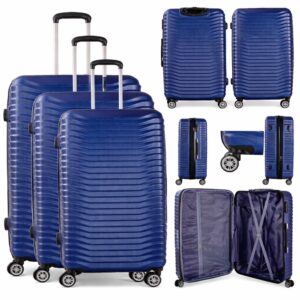 T-HC-26 NAVY SET OF 3 TRAVEL TROLLEY SUITCASE
