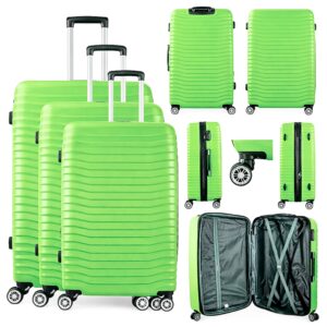 T-HC-26 LIME GREEN SET OF 3 TRAVEL TROLLEY SUITCASE