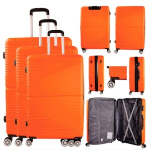 T-HC-12 ORANGE SET OF 3 TRAVEL TROLLEY SUITCASE