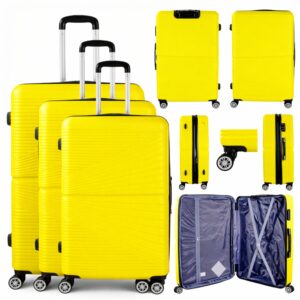 T-HC-12 YELLOW SET OF 3 TRAVEL TROLLEY SUITCASE