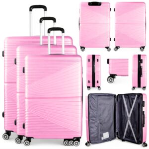T-HC-12 PINK SET OF 3 TRAVEL TROLLEY SUITCASE