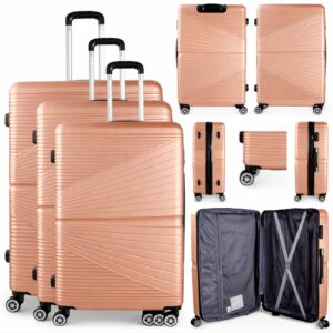 T-HC-12 ROSE GOLD SET OF 3 TRAVEL TROLLEY SUITCASE