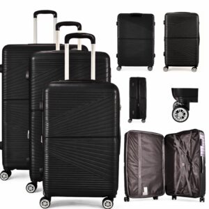 T-HC-12 BLACK SET OF 3 TRAVEL TROLLEY SUITCASE