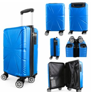 T-HC-US-1629 L.BLUE 15.7'' UNDER-SEAT CABIN-SIZE TRAVEL TROLLEY
