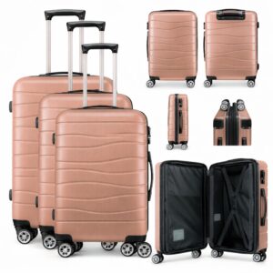 T-HC-25 ROSE GOLD SET OF 3 TRAVEL TROLLEY SUITCASE