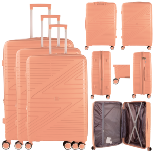 T-HC-PP-02 ROSE GOLD SET OF 3 TRAVEL TROLLEY SUITCASE