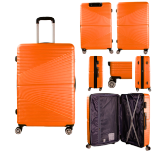 T-HC-12 ORANGE SET OF 3 TRAVEL TROLLEY Hard Shell Cabin Cases 26