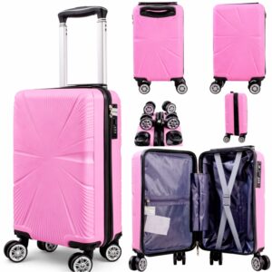T-HC-US-1629 PINK 15.7'' UNDER-SEAT CABIN-SIZE TRAVEL TROLLEY