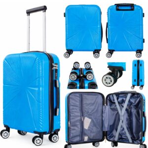 T-HC-US-1829 L.BLUE CABIN-SIZE EASYJET TRAVEL TROLLEY SUITCASE