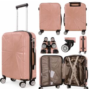T-HC-US-1829 ROSE GOLD CABIN EASYJET TRAVEL TROLLEY SUITCASE