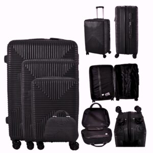 T-HC-20 BLACK SET OF 4 TROLLEY SUITCASE