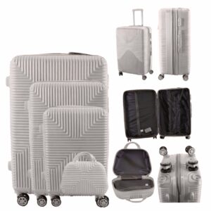 T-HC-20 SILVER SET OF 4 TROLLEY SUITCASES