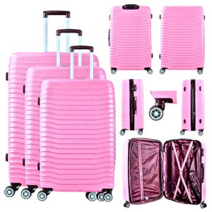 T-HC-26 PINK SET OF 3 TRAVEL TROLLEY SUITCASE