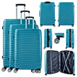 T-HC-26 GREEN SET OF 3 TRAVEL TROLLEY SUITCASE