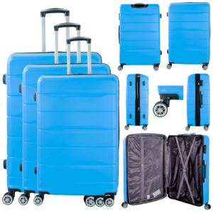 T-HC-24 LIGHT BLUE SET OF 3 TRAVEL TROLLEY SUITCASE