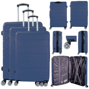 T-HC-24 NAVY SET OF 3 TRAVEL TROLLEY SUITCASE