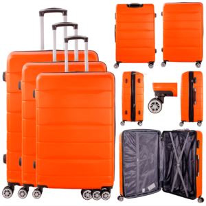 T-HC-24 ORANGE SET OF 3 TRAVEL TROLLEY SUITCASE