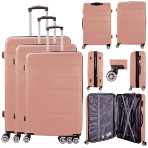 T-HC-24 ROSE GOLD SET OF 3 TRAVEL TROLLEY SUITCASE