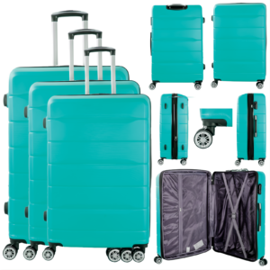 T-HC-24 teal SET OF 3 TRAVEL TROLLEY SUITCASE
