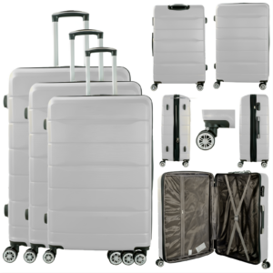 T-HC-24 WHITE SET OF 3 TRAVEL TROLLEY SUITCASE