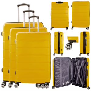 T-HC-24 YELLOW SET OF 3 TRAVEL TROLLEY SUITCASE