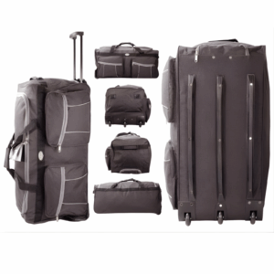 KS-100 34'' BLACK/GREY 3-WHEELED HOLDALL TRAVEL BAG