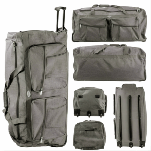 KS-100 34'' DARK GREY 3-WHEELED HOLDALL TRAVEL BAG
