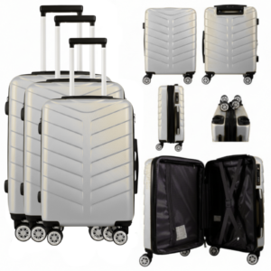 T-HC-25 WHITE SET OF 3 TRAVEL TROLLEY SUITCASE (Copy)