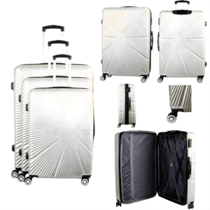 T-HC-29 WHITE SET OF 3 TRAVEL TROLLEY SUITCASE