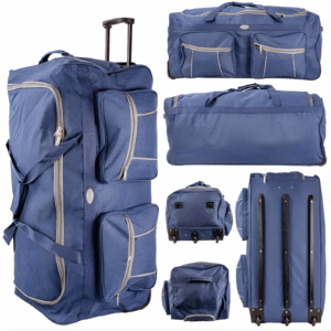 KS-100 34'' NAVY/GREY 3-WHEELED HOLDALL TRAVEL BAG