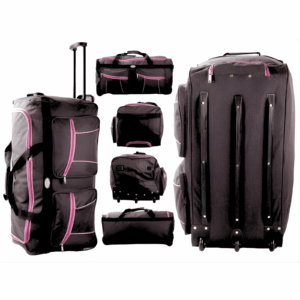 KS-100 34'' BLACK/PINK 3-WHEELED HOLDALL TRAVEL BAG
