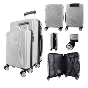 T-HC-US-1630 WHITE SET OF 2 RYAN AIR CABIN-SIZED TROLLEY SUITCAS