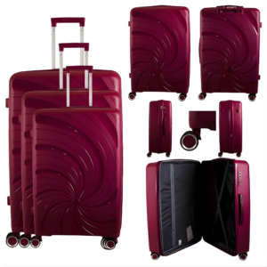 T-HC-PP-04 RED SET OF 3 TRAVEL TROLLEY SUITCASE