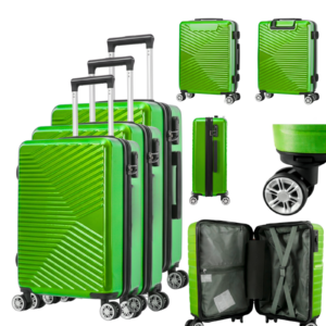 T-HC-12 LIME GREEN SET OF 3 TRAVEL TROLLEY SUITCASE