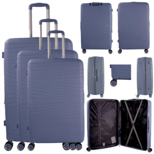 T-HC-PP-01 NAVY SET OF 3 TRAVEL TROLLEY SUITCASE
