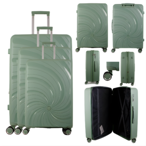 T-HC-PP-04 LIME GREEN SET OF 3 TRAVEL TROLLEY SUITCASE