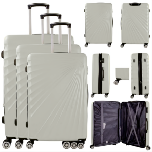 T-HC-13 CREAM SET OF 3 TRAVEL TROLLEY SUITCASE