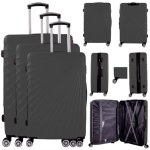 T-HC-13 BLACK SET OF 3 TRAVEL TROLLEY SUITCASE