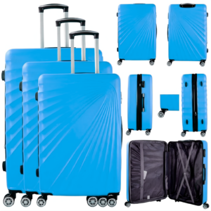 T-HC-13 LIGHT BLUE SET OF 3 TRAVEL TROLLEY SUITCASE