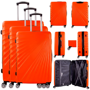 T-HC-13 ORANGE SET OF 3 TRAVEL TROLLEY SUITCASE