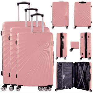 T-HC-13 PINK SET OF 3 TRAVEL TROLLEY SUITCASE