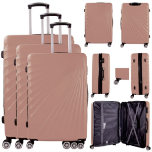 T-HC-13 ROSE GOLD SET OF 3 TRAVEL TROLLEY SUITCASE