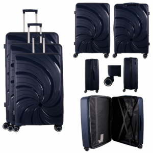 T-HC-PP-04 NAVY SET OF 3 TRAVEL TROLLEY SUITCASE