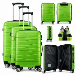T-HC-25 LIME GREEN SET OF 3 TRAVEL TROLLEY SUITCASE