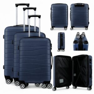 T-HC-25 NAVY SET OF 3 TRAVEL TROLLEY SUITCASE